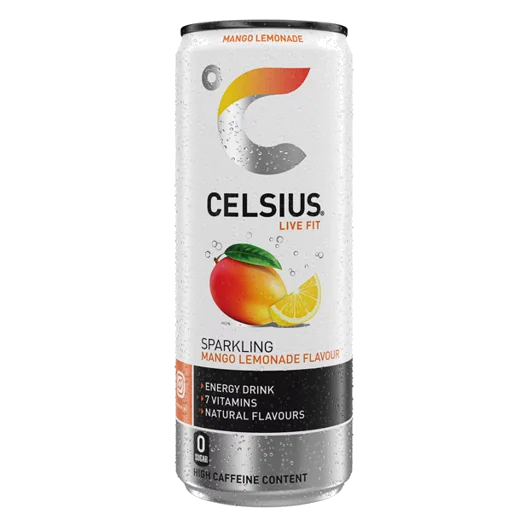 Celsius Mango Lemonade Sleek Cans 12 × 25 cl