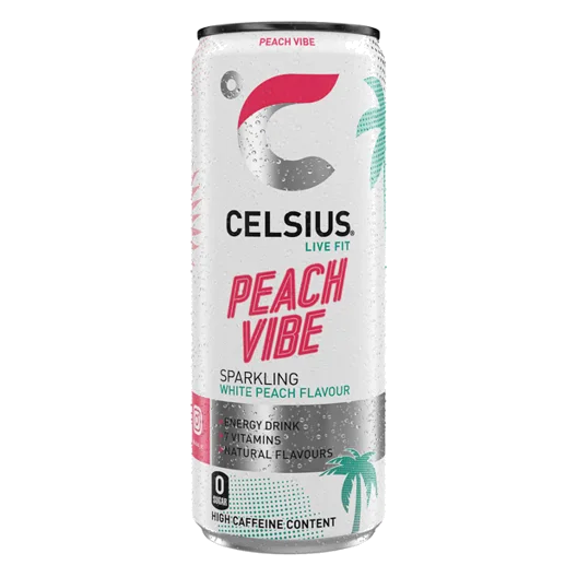 Celsius Pêche Vibe Sleek Cans 12 × 25 cl